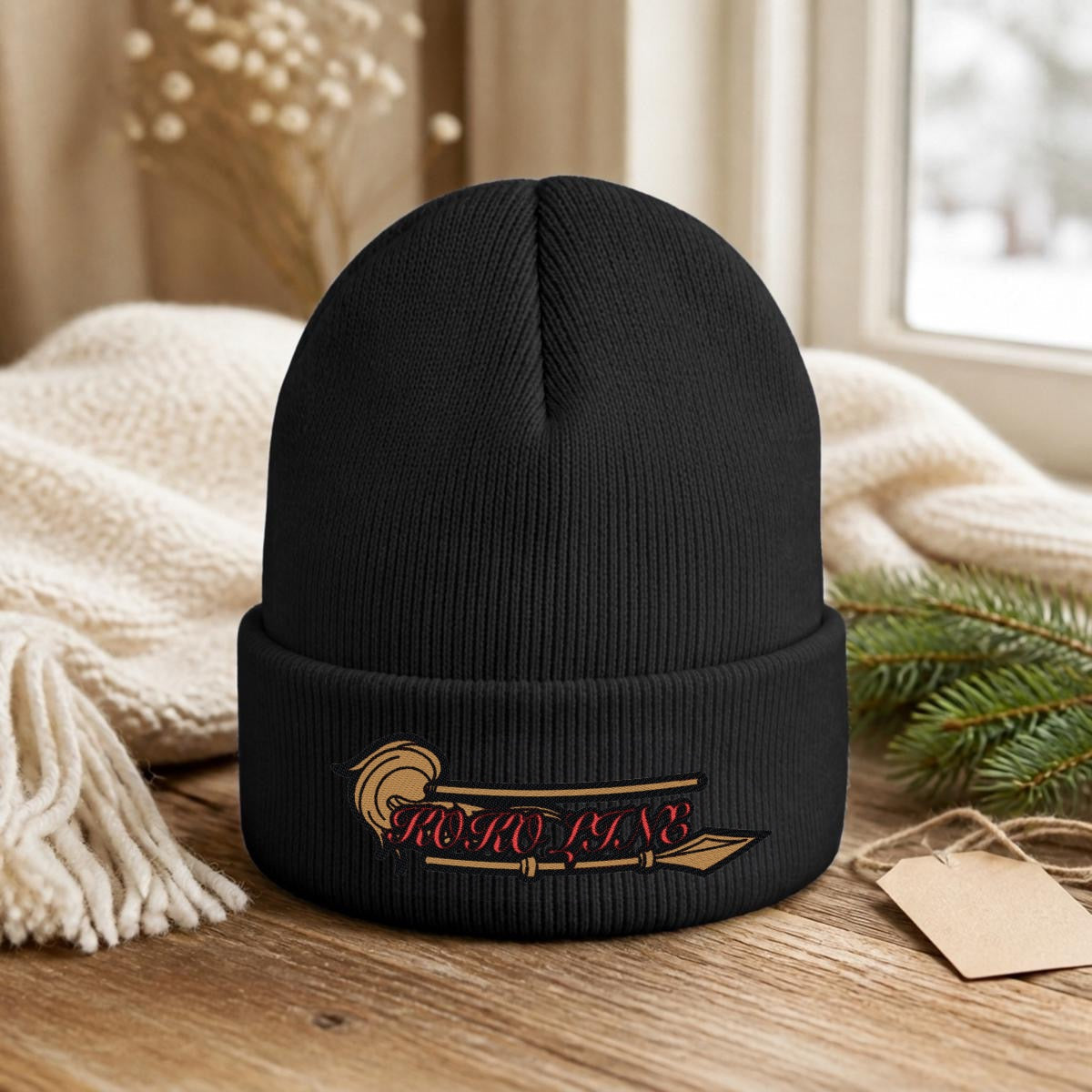 Embroidered Knit Beanie