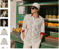 All-Over Print Men's Lapel Long Sleeve Shirt with Bandana Print Collar and Cuffs